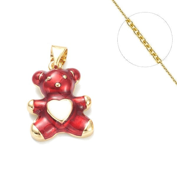 Rote Teddybärkette und Anhänger für Kinder