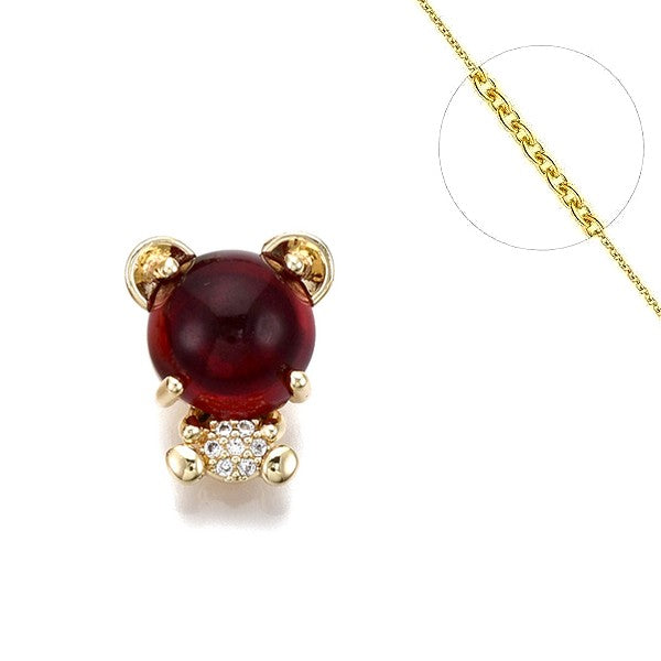 Halskette mit roter Bärenkette und Anhänger