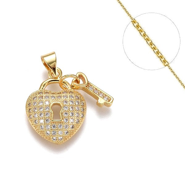 Herzförmige Zirkonia-Kette und Anhänger-Halskette mit Schlüssel