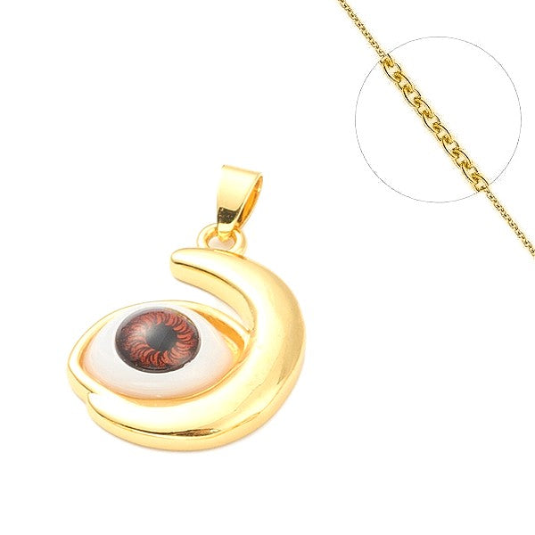 Halskette mit braunem Zirkonia-Auge und Anhänger