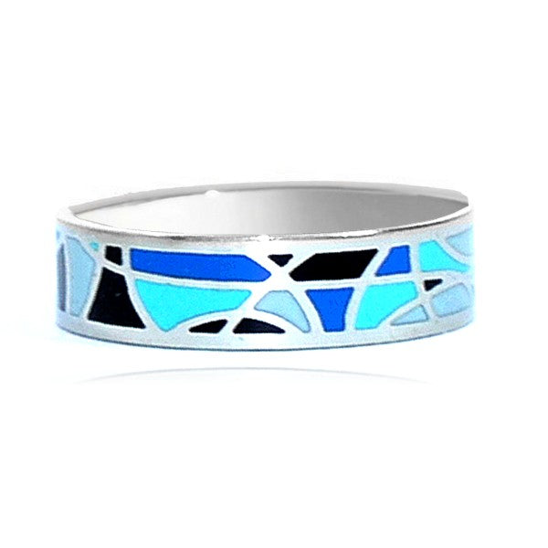 Edelstahlring Emaille Farbe Blau Weiß Schwarz