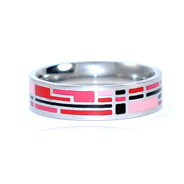 Edelstahlring Emaille Farbe rosa rot schwarz