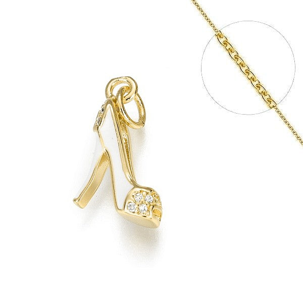 Damen-Schuhkette und Anhänger aus 18 Karat Weißgold