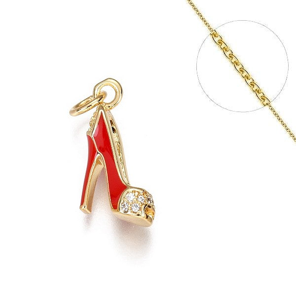 18 Karat rote Schuhkette und Anhänger für Damen