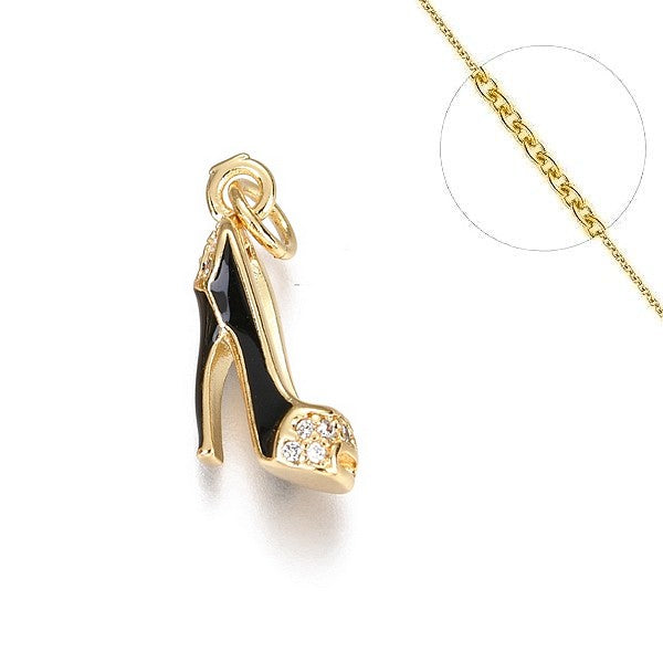18 Karat schwarze Schuhkette und Anhänger für Damen