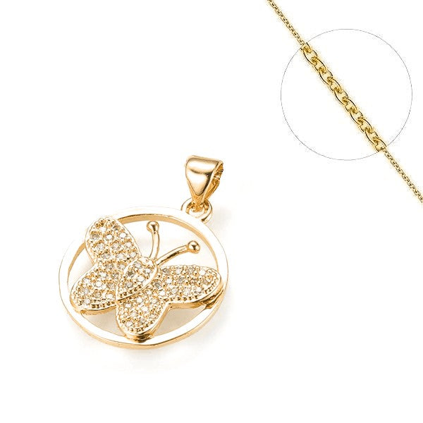 18 Karat Damenhalskette mit Schmetterlingsanhänger