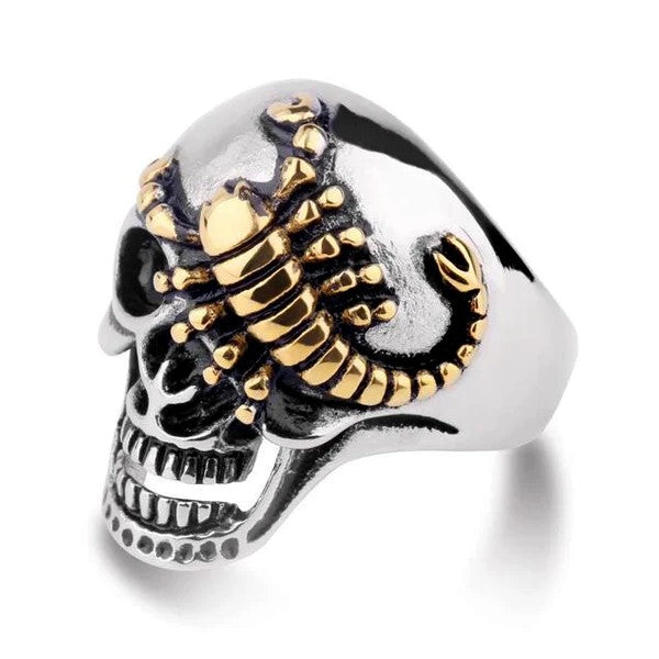 Skorpion-Totenkopfring aus Edelstahl