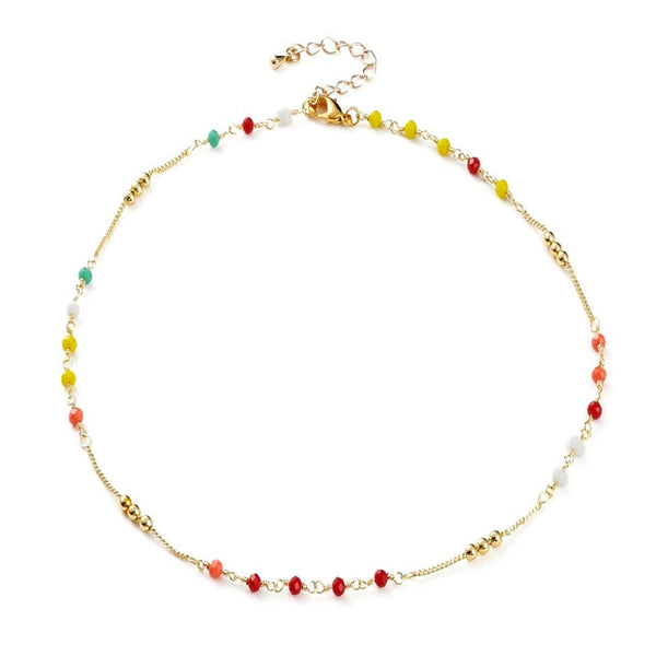 Goldkette mit bunten Perlen