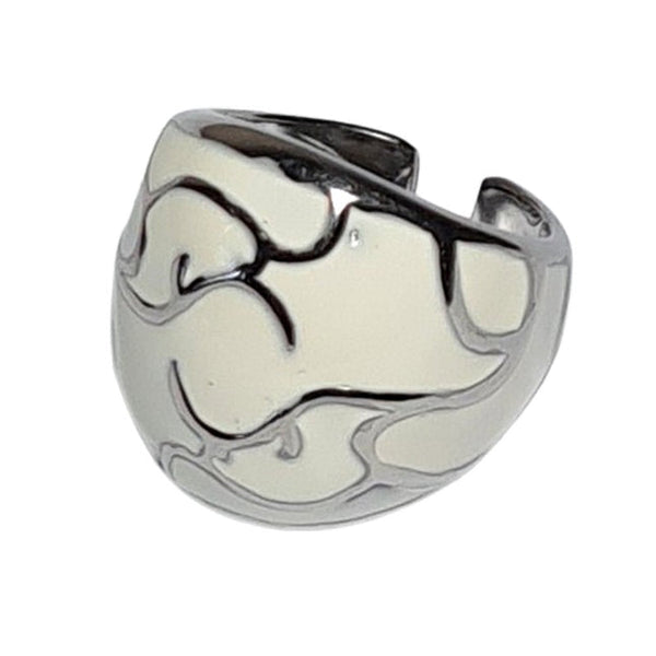 Ring aus Edelstahl mit weißer Emaille