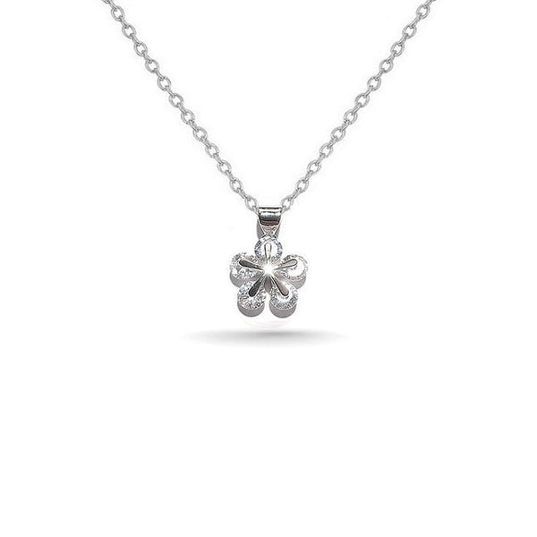 Collier rhodié chaîne et pendentif flocon