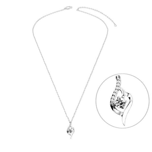 925 silver necklace with falling pendant, zirconiums set with white oxide