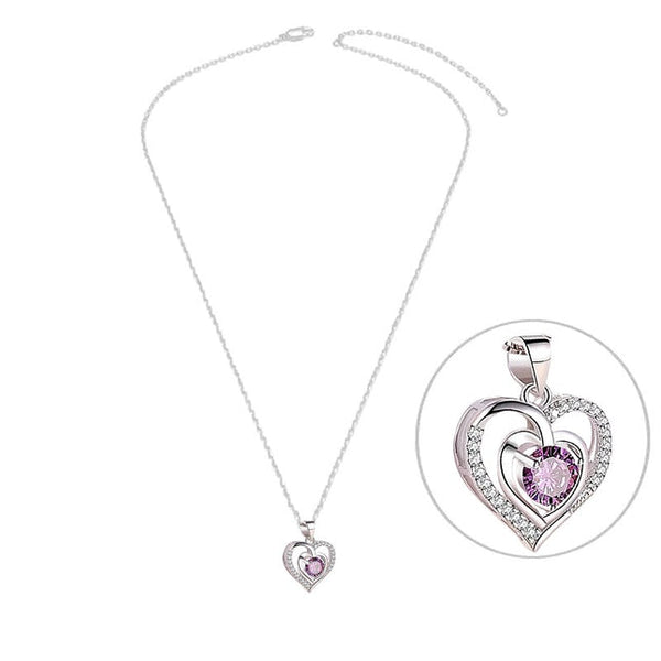 925 silver necklace with purple oxide-set zirconium heart