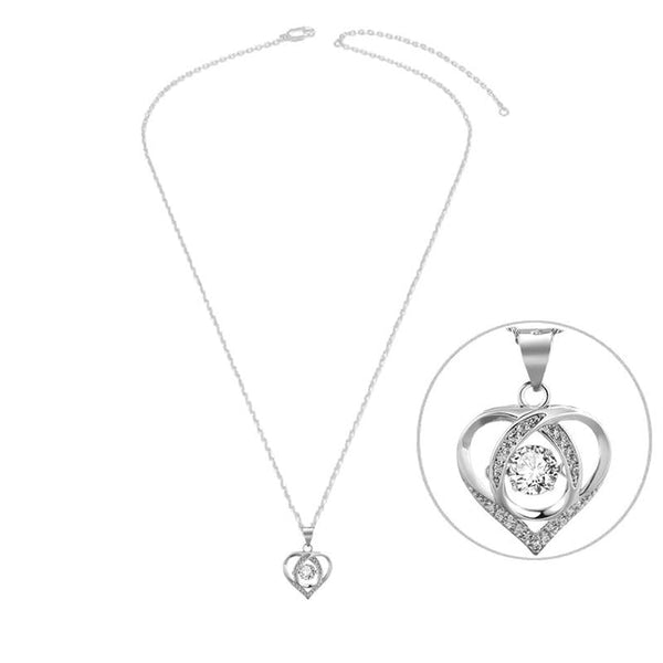 925 silver necklace with heart pendant adorned with set zirconiums and white oxide