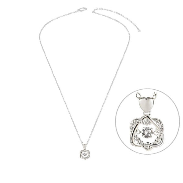 925 silver necklace with double intertwined hearts, zirconiums set with white oxide
