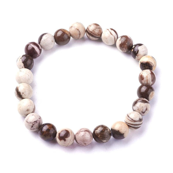 Bracelet for men or women natural stones zebra jasper