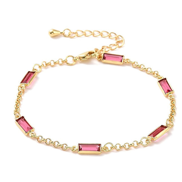 Flexibles Armband aus rosa, rechteckigem Gold mit CZ-Diamanten