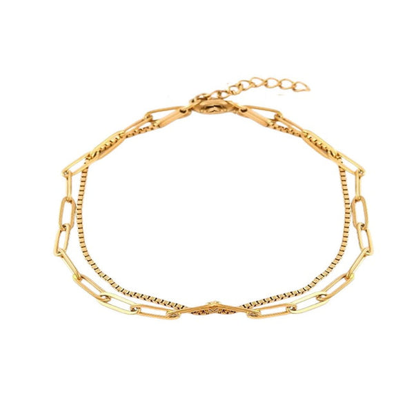 Flexibles Armband für Damen, Doppelreihen, Posaunen-Netzkette
