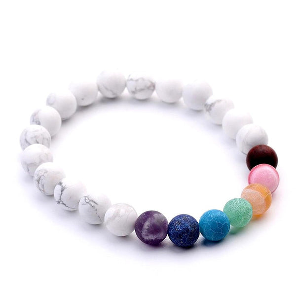 Bracelet for men or women natural stones howlite 7 chakras