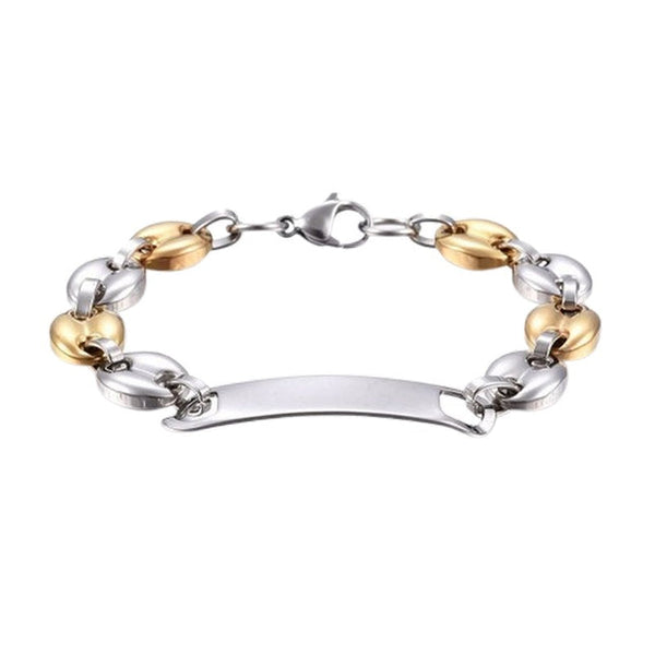 Men's stainless steel bracelet with coffee bean charm