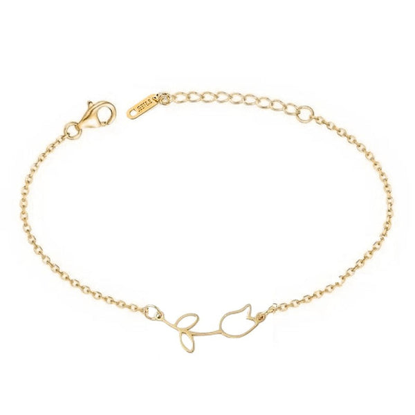 Flexibles Armband für Damen mit geblümtem Geflecht