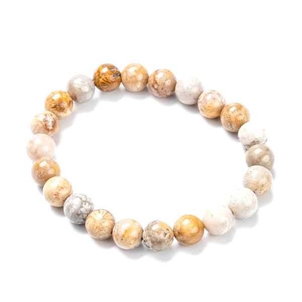Bracelet for men or women, natural coral stones, 8 mm
