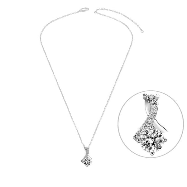 925 silver necklace with knot of zirconiums set with white oxide