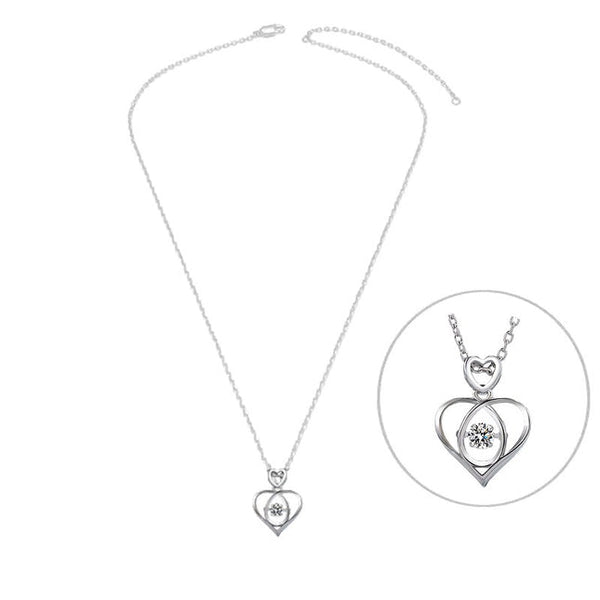 925 silver necklace Intertwined heart white oxide