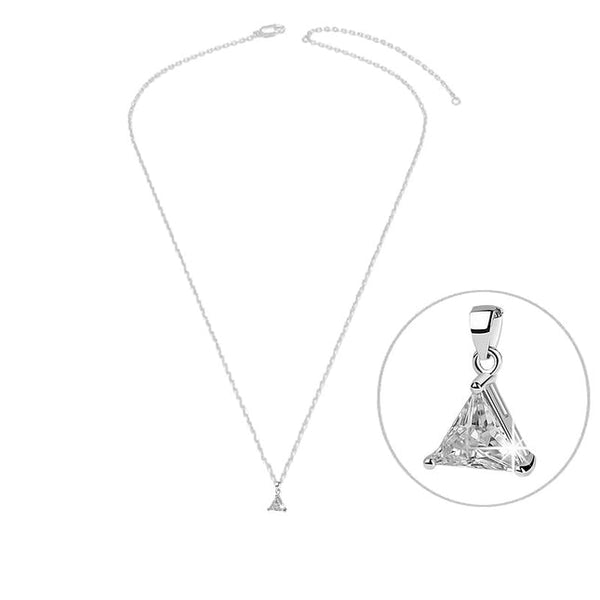 925 silver triangle necklace with zirconiums set with white oxide