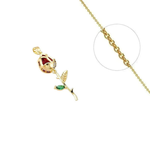 Goldkette und Blumenanhänger mit Zirkonia besetzt