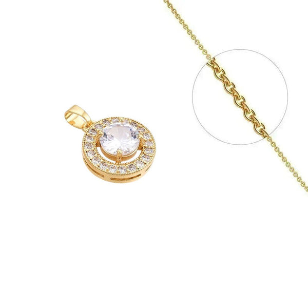Goldkette und Rosettenanhänger mit eingefassten Zirkoniasteinen