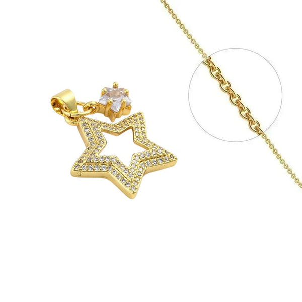 Goldkette und Sternanhänger mit eingefassten Zirkoniasteinen
