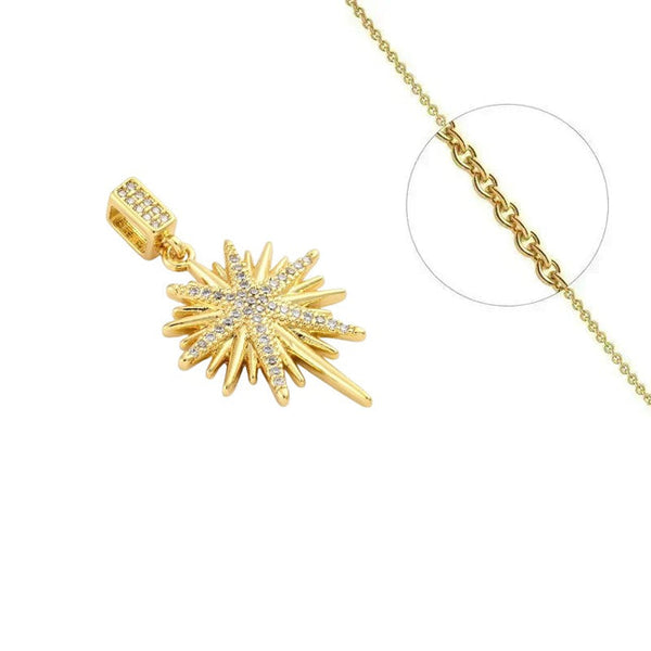 Goldkette und Nordstern-Anhänger mit eingefassten Zirkoniasteinen