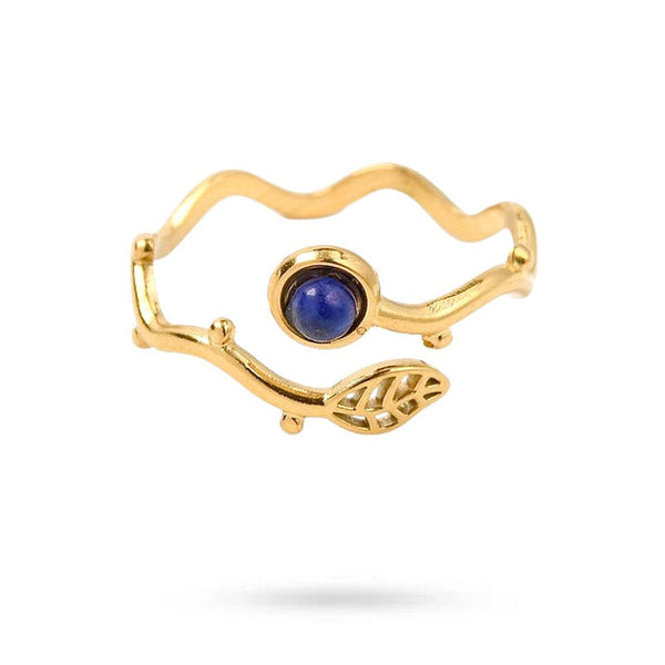Women's rings stainless steel natural stone lapis lazuli