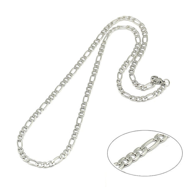 Edelstahl-Halskette - silberfarbenes Figaro-Geflecht 45 cm - 4 mm