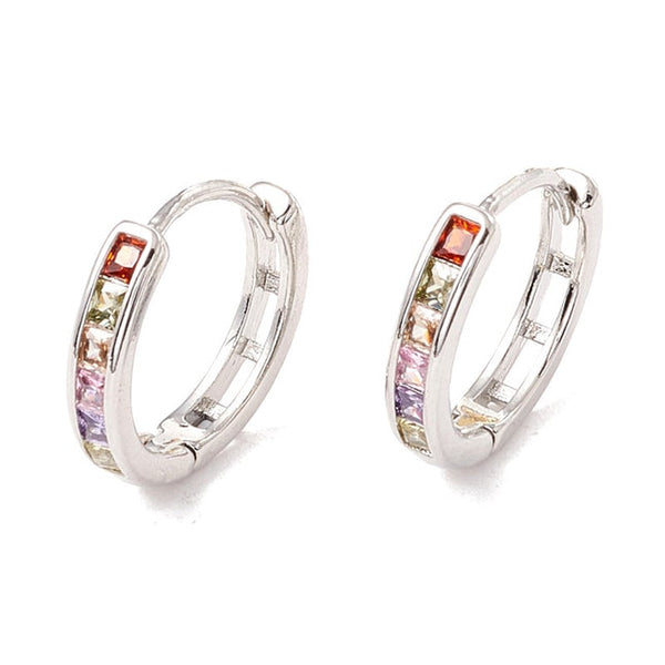 Creolen aus Weißgold mit CZ-Diamanten in Farben
