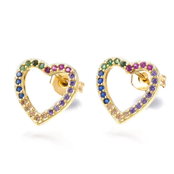 CZ Diamant Herz Ohrringe in Farben