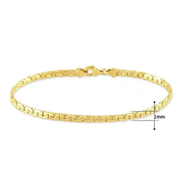 Damenarmband - Goldfarben - Bohnengeflecht - 2 mm