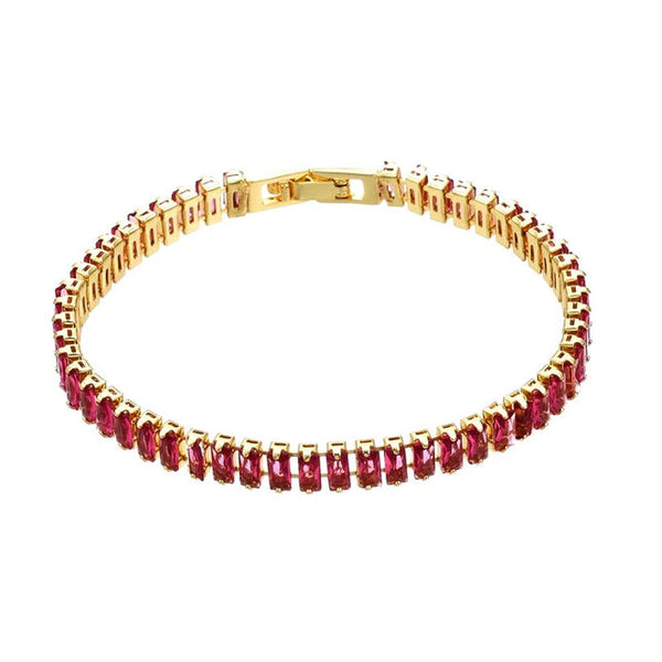 Flexibles Armband aus Gold mit roten Zirkonia-Diamanten