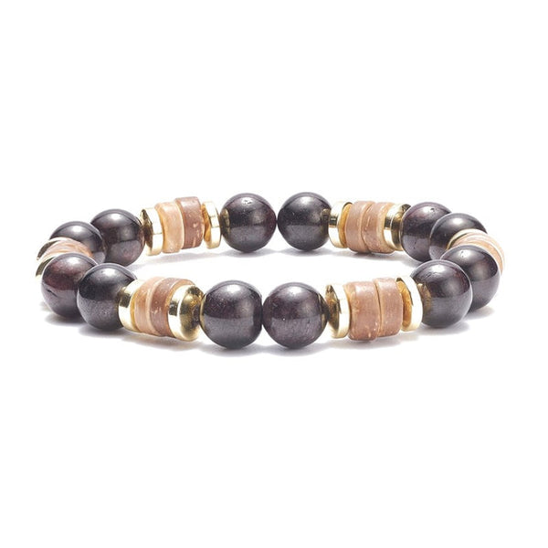 Armband für Männer oder Frauen – natürliche Granatsteine ​​und Holz