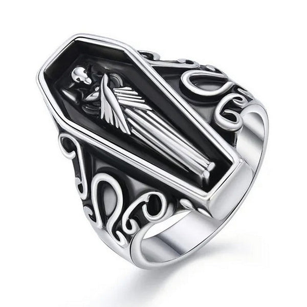 Edelstahl Siegelring Silber Sargring