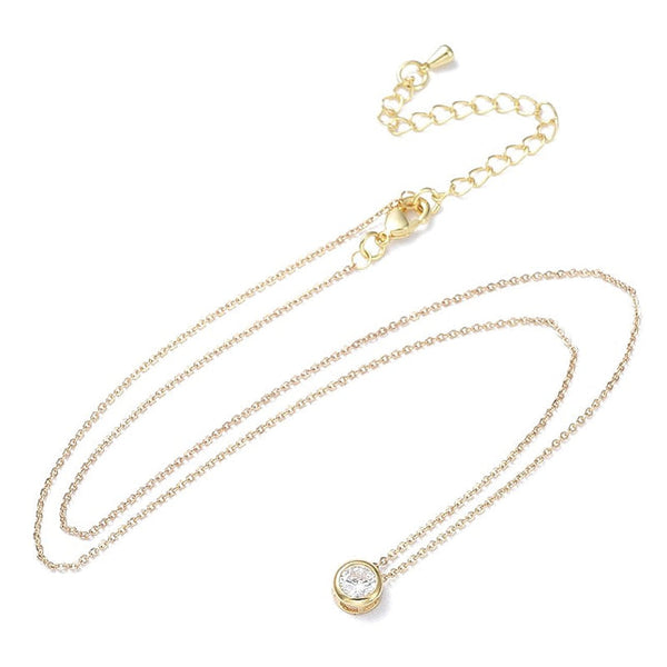 CZ Diamant Solitär Anhänger und Kette Halskette