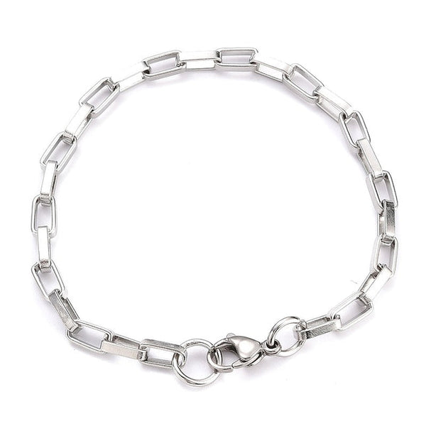 Stainless steel curb chain bracelet with paperclip mesh