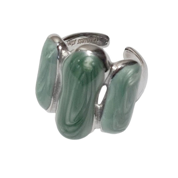 Grüner Emaille-Ring aus Edelstahl