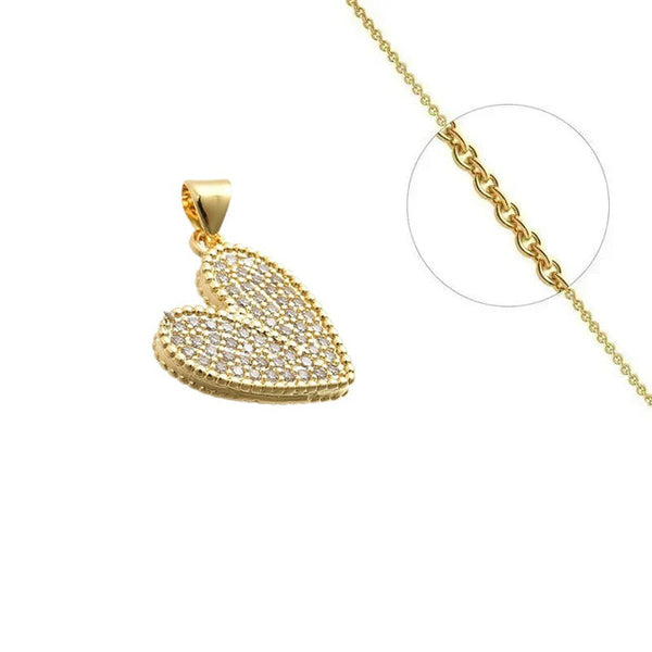 Set aus goldener Halskette und Herzanhänger aus Zirkonia