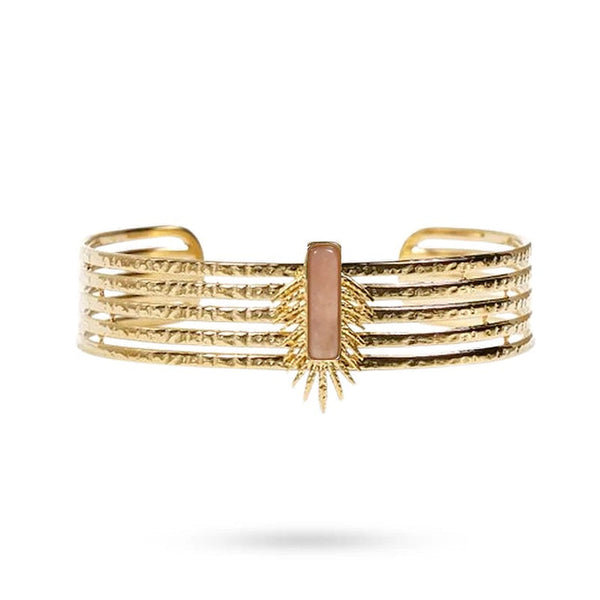 Women's bracelet - Elodie stainless steel bangle with natural sun stones