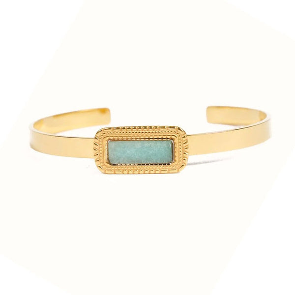 Women's bracelet - Sophia bangle stainless steel natural amazonite stones