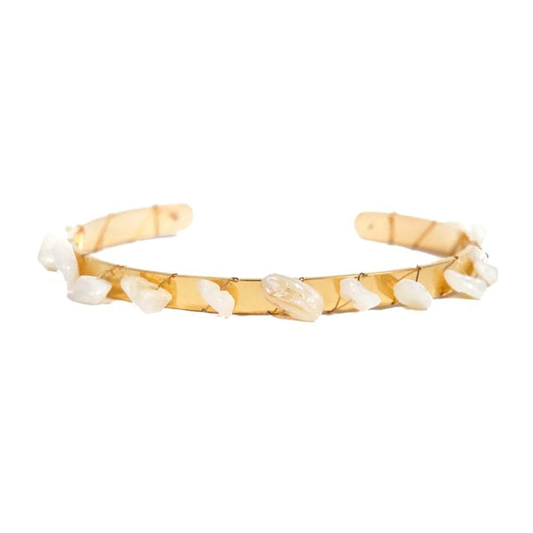 Women's bracelet - Maude bangle stainless steel natural mother-of-pearl stones