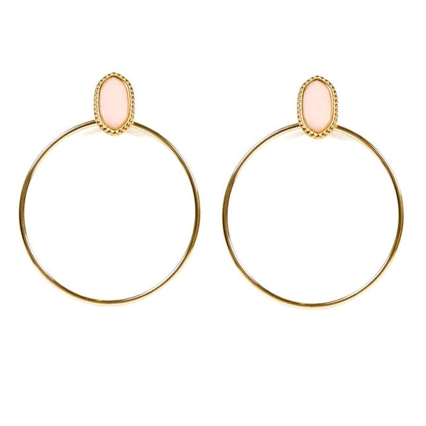 Rihanna stainless steel drop earrings with white natural stones