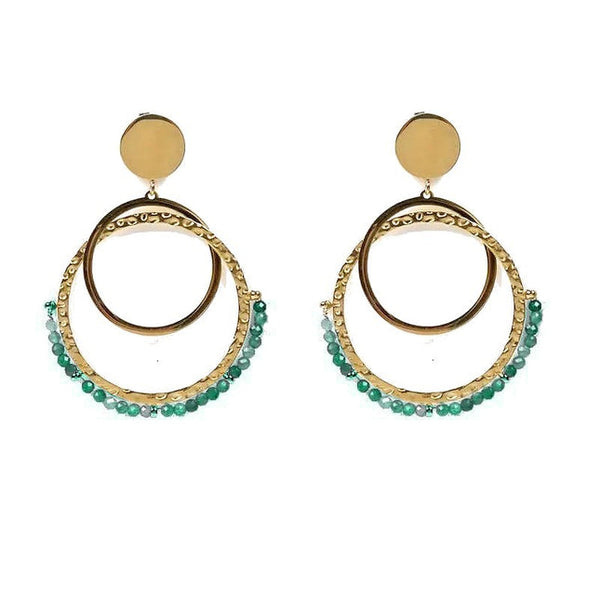 Laurie stainless steel dangling earrings with natural African turquoise stones