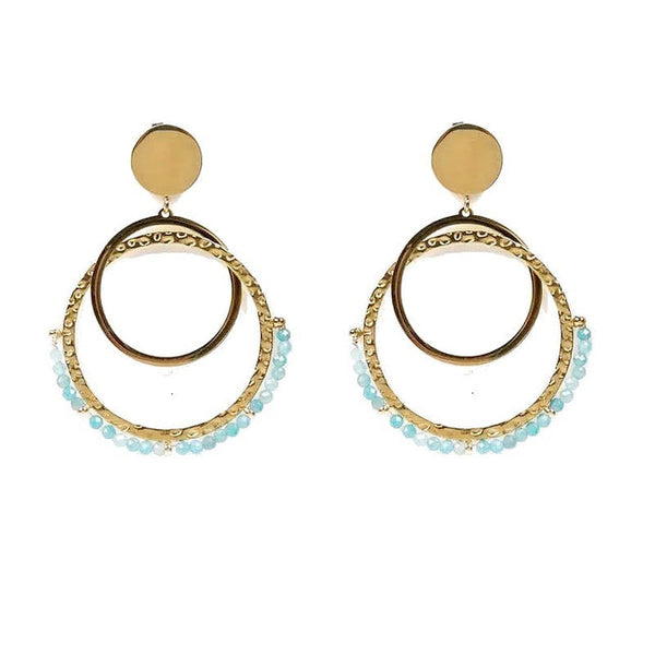 Laurie stainless steel pendant earrings with natural amazonite stones